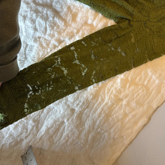 Chic Olive Lace Button-Up Blouse green with ruffle sleeve cuff - Picture 11 of 11